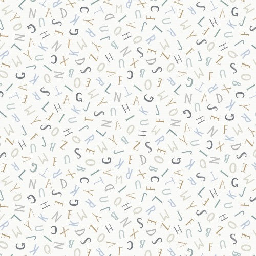 Timeless Treasures Tossed Alphabet - Cream/White