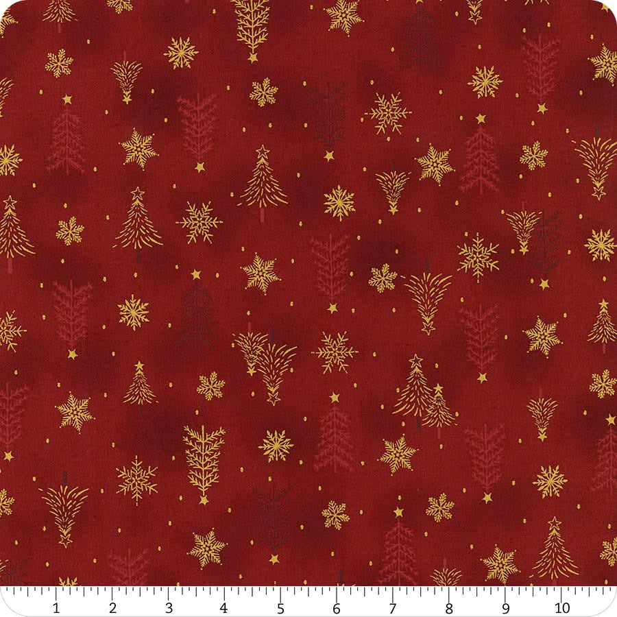 Stof - Trees and Snowflakes - Red/Gold